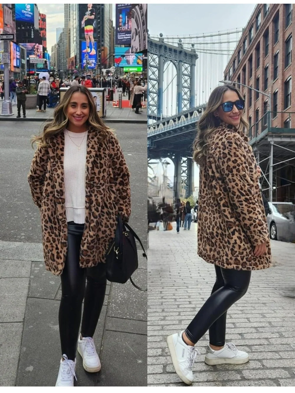 animal cheetah Leopard Print Faux Fur Women's Coat - Brown